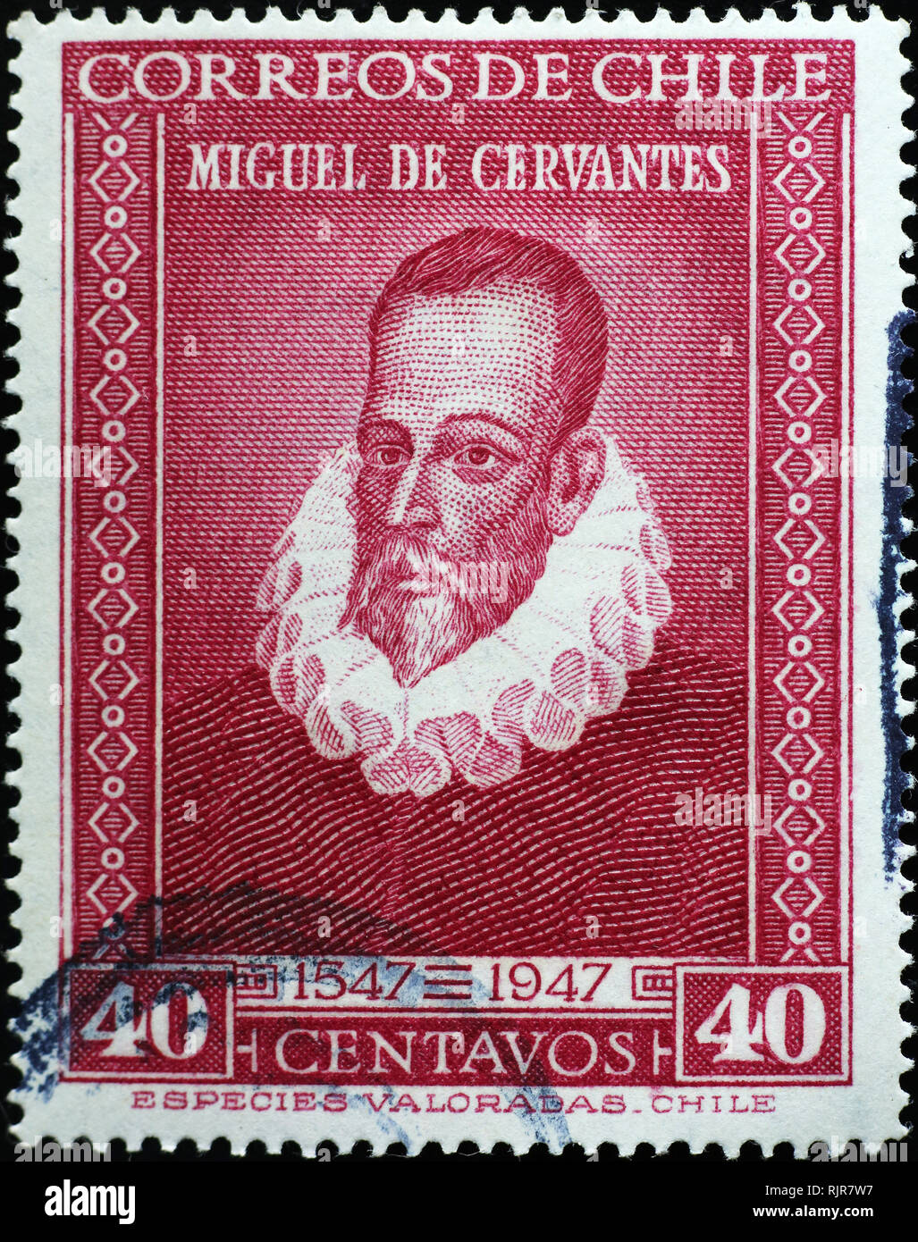 Miguel de Cervantes on chilean postage stamp Stock Photo