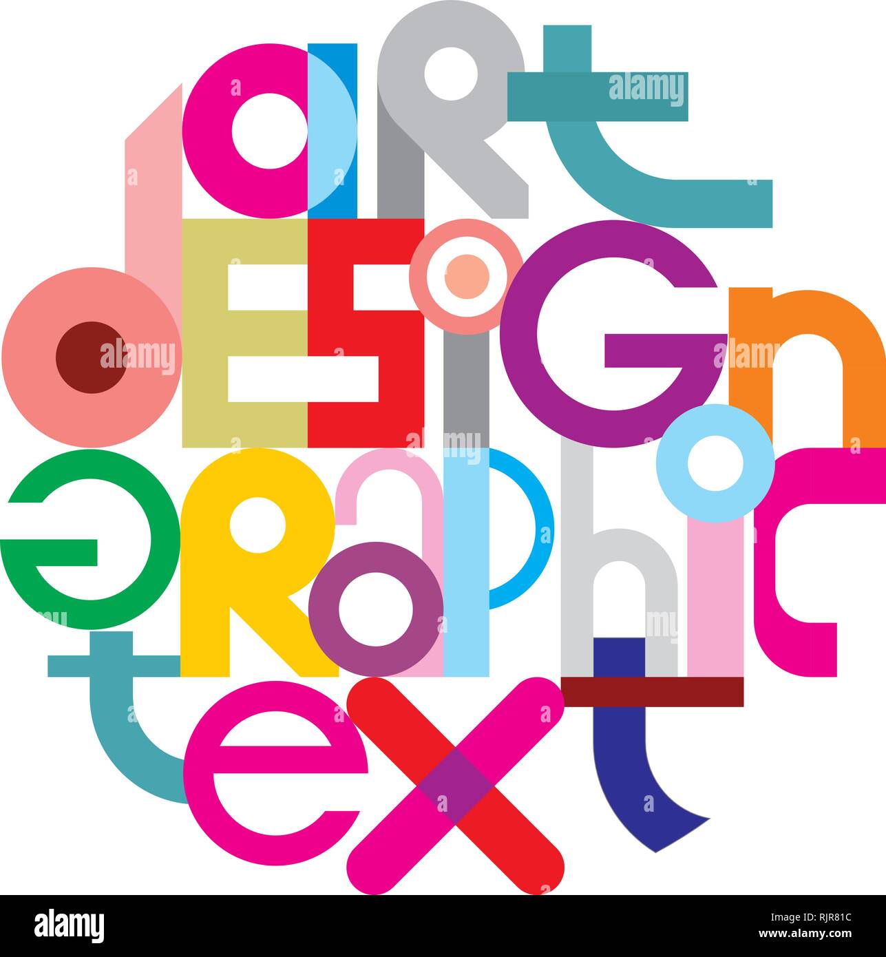Vector graphic design. Round shape text on white background Stock ...