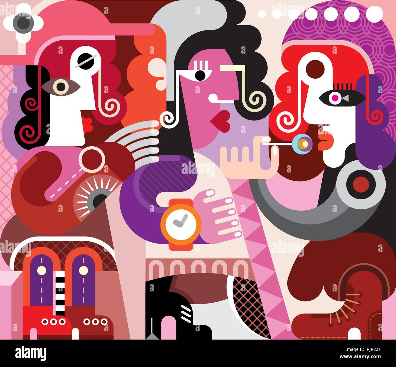 Three persons abstract vector illustration Stock Vector Image & Art - Alamy