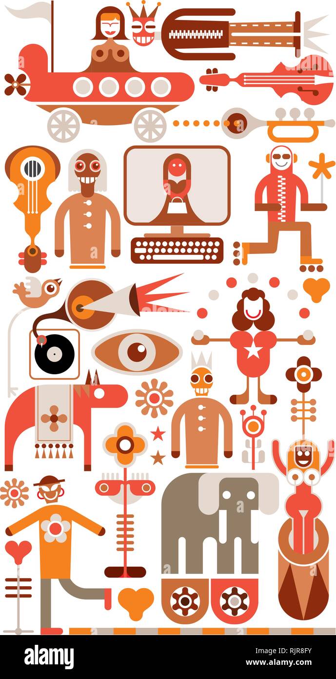 Circus - color vector illustration. Isolated icons on white background ...