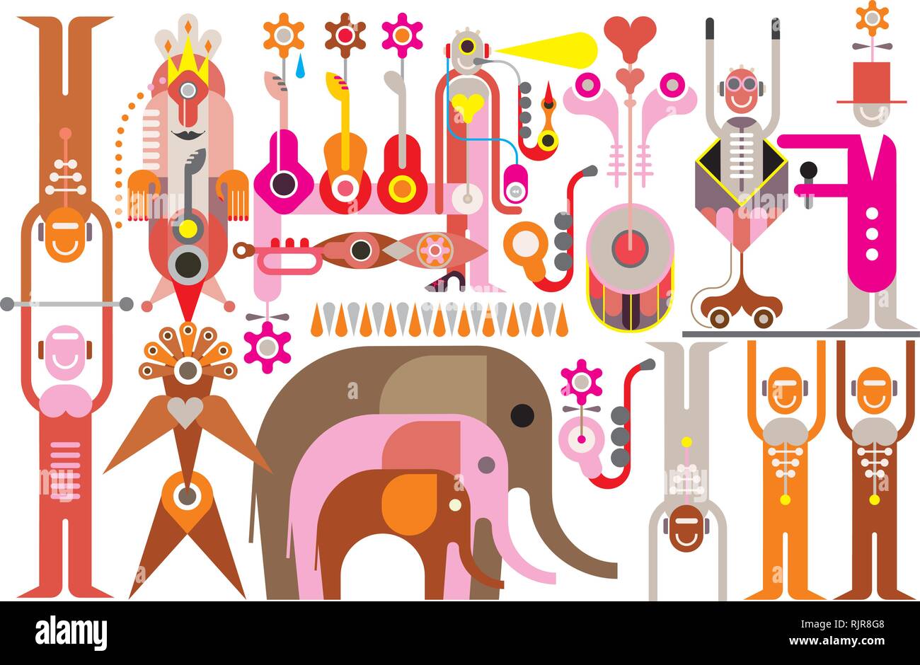 Circus Show - color vector illustration on white background. Stock Vector