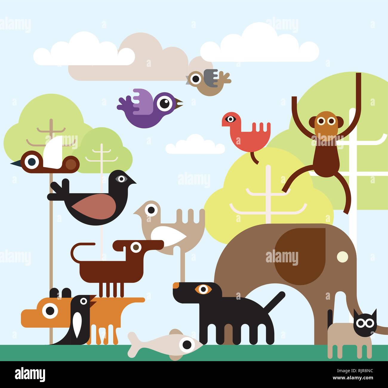Jungle Animals - vector illustration. Stock Vector