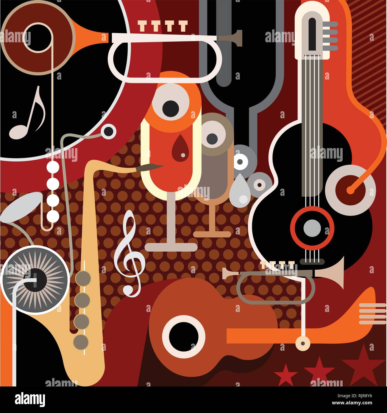 Abstract Music Background vector illustration. Art collage with musical  instruments Stock Vector Image & Art - Alamy