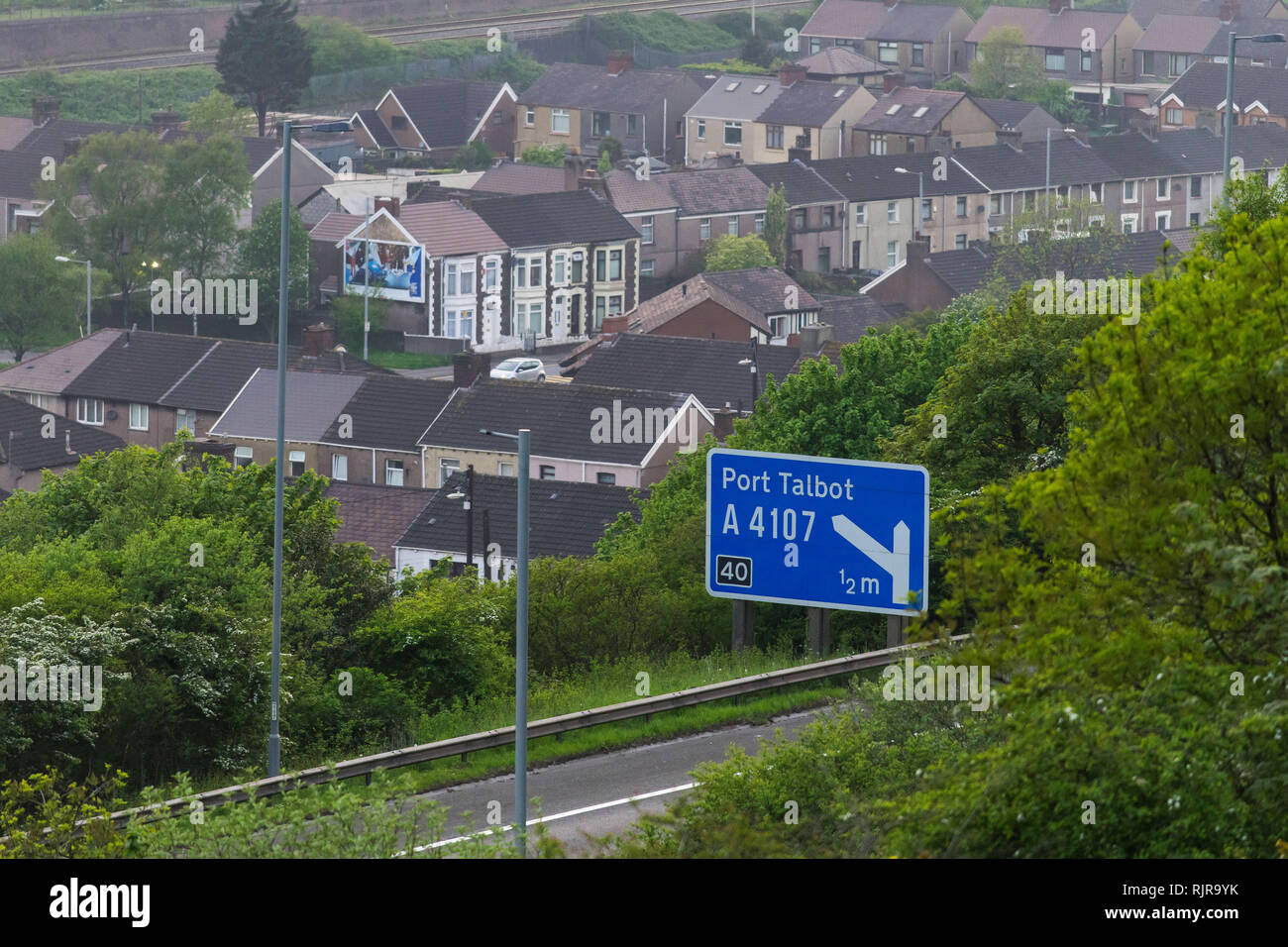 A general view of a Port Talbot sign on the M4 in Port Talbot, Wales, UK Stock Photo Alamy