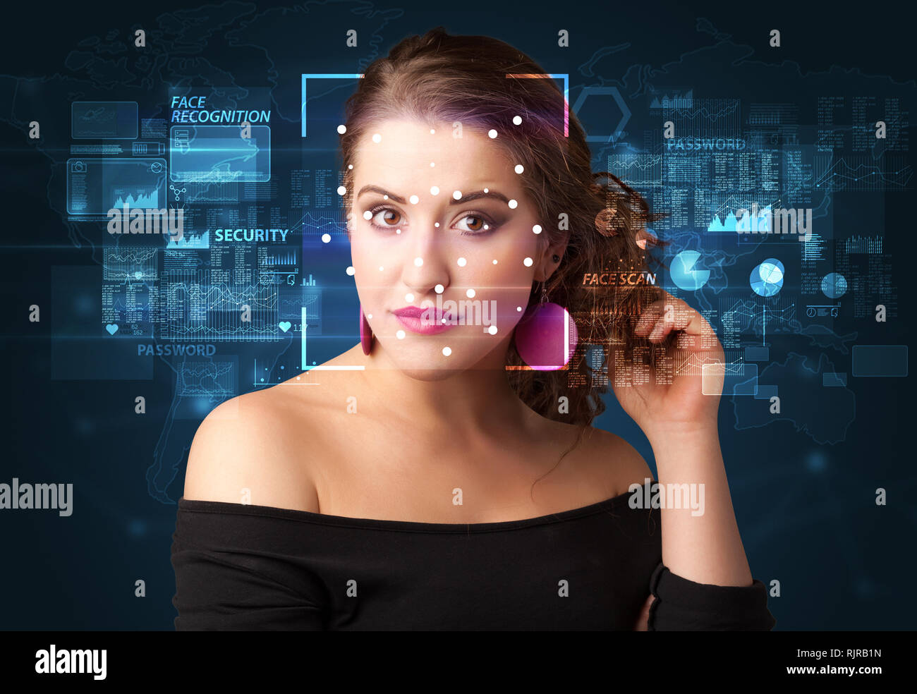 Digital Face Recognition System concept Stock Photo