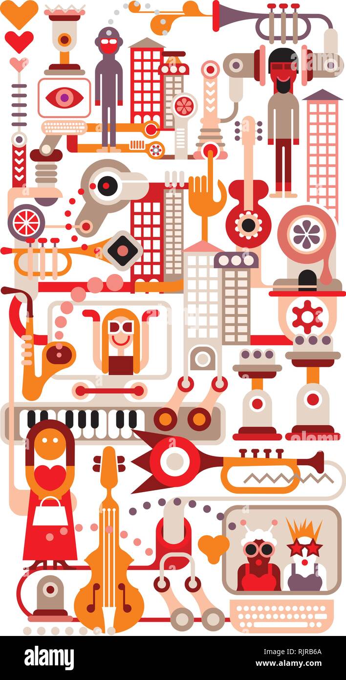 Music City - vector illustration on white background Stock Vector Image ...