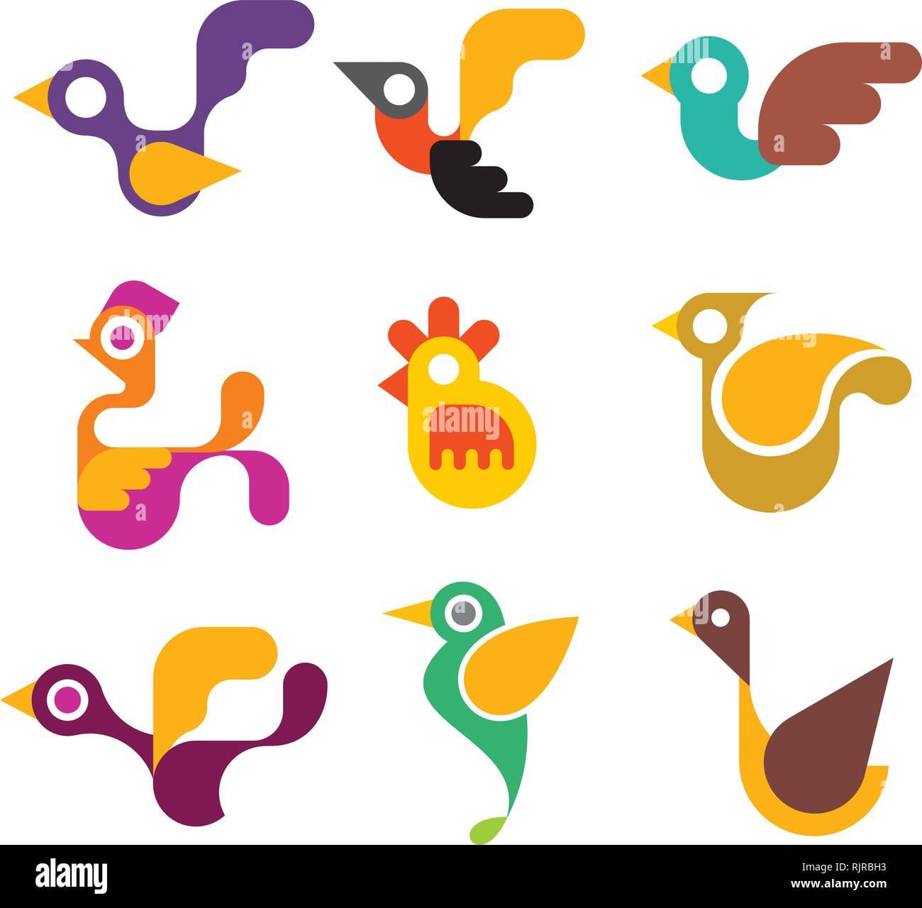 Birds - set of vector icons. Isolated on white background. Can be used ...