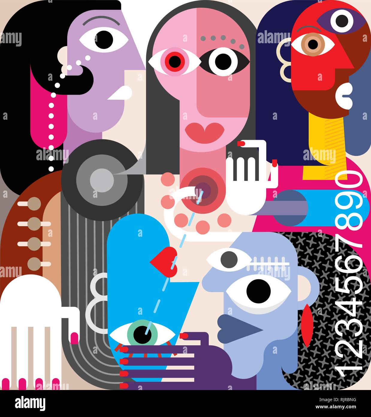 Human Relations. Large group of people abstract art vector