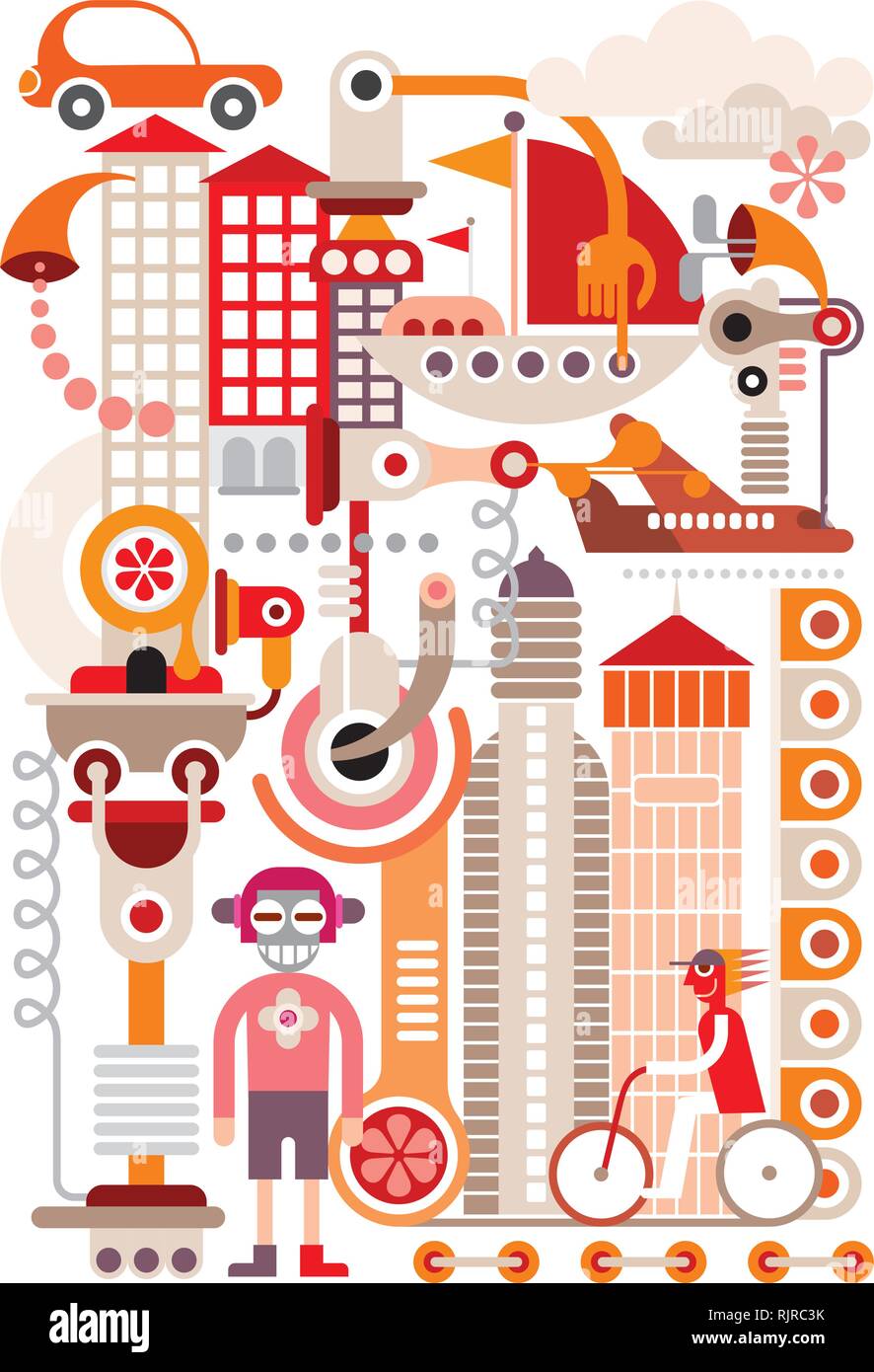 Cityscape - isolated vector illustration on white background Stock ...