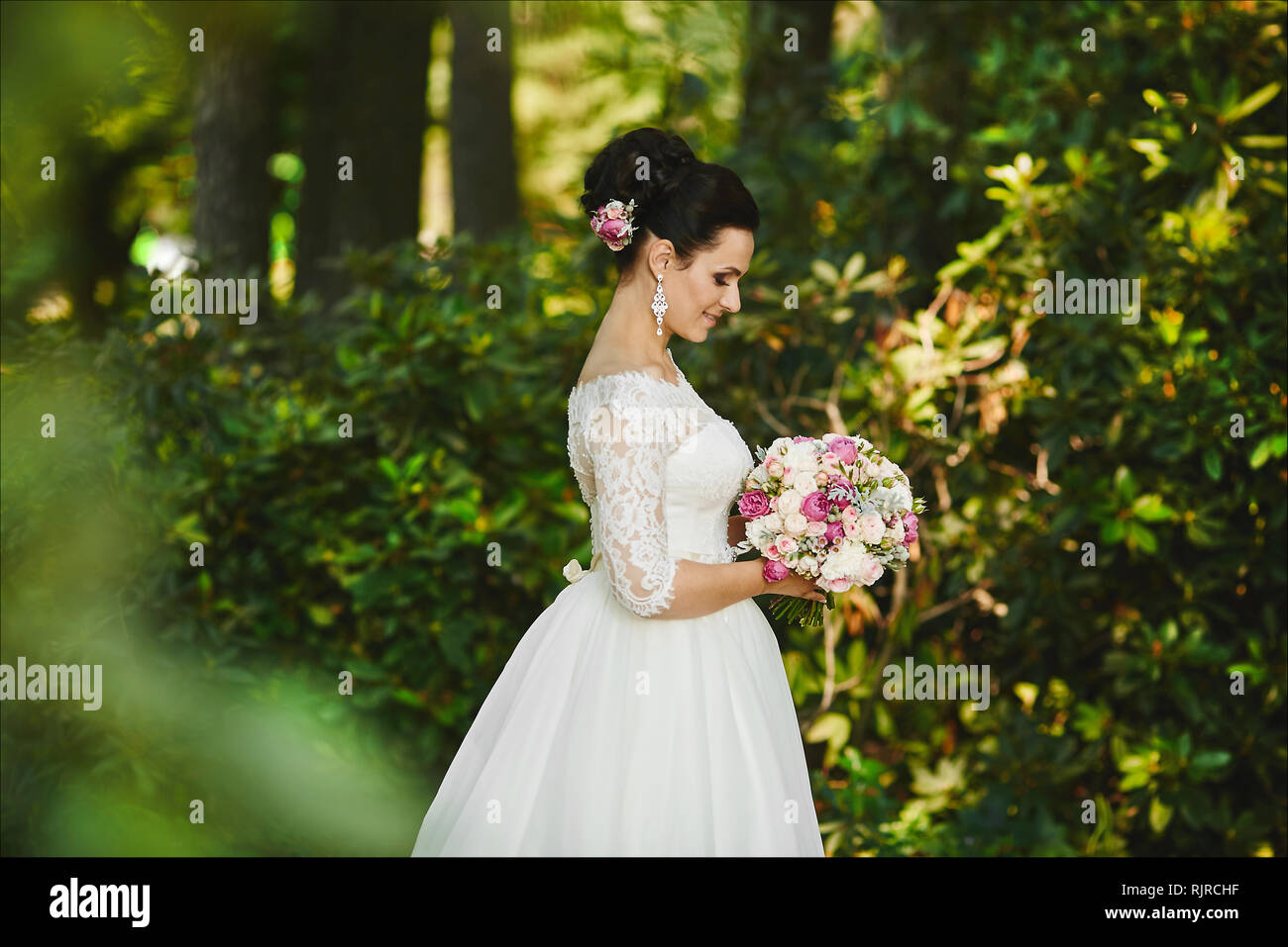 Beautiful And Elegant Young Brunette Woman With Fashionable