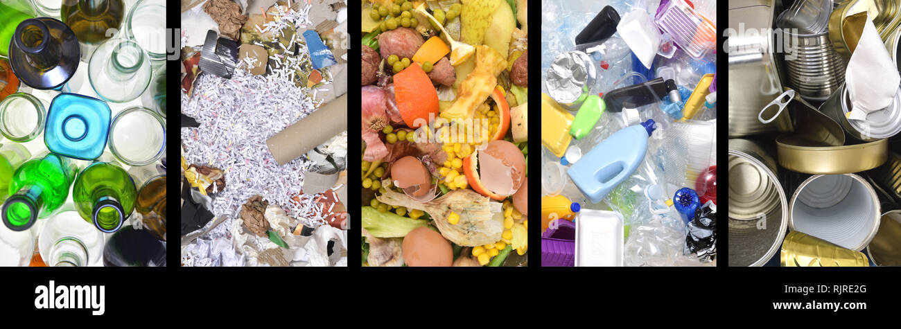 recycle paper,organic,plastic, tin can Stock Photo