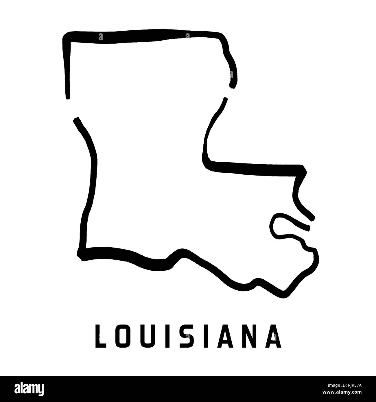 Louisiana simple logo. State map outline - smooth simplified US state shape map vector. Stock Vector