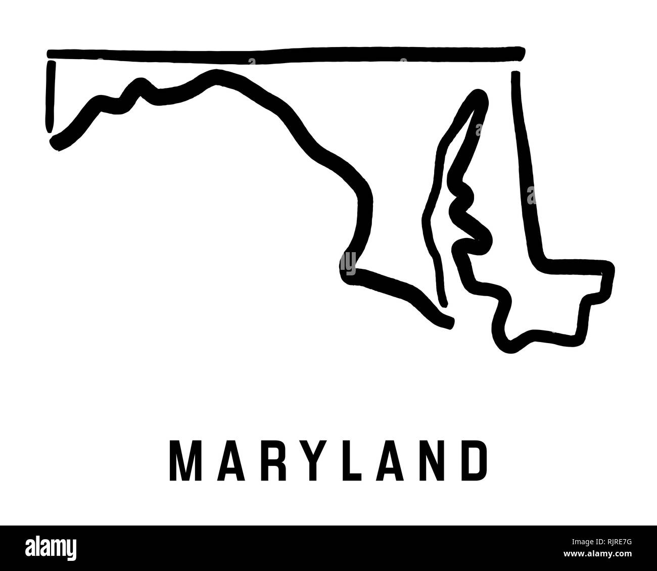 Maryland Simple Logo State Map Outline Smooth Simplified US State Maryland Simple Logo State Map Outline Smooth Simplified Us State Shape Map Vector RJRE7G 