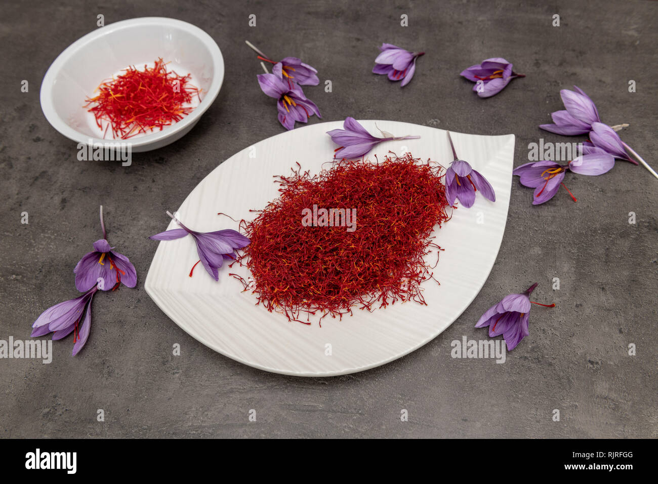 Saffron (Crocus sativus), spice for cooking Stock Photo