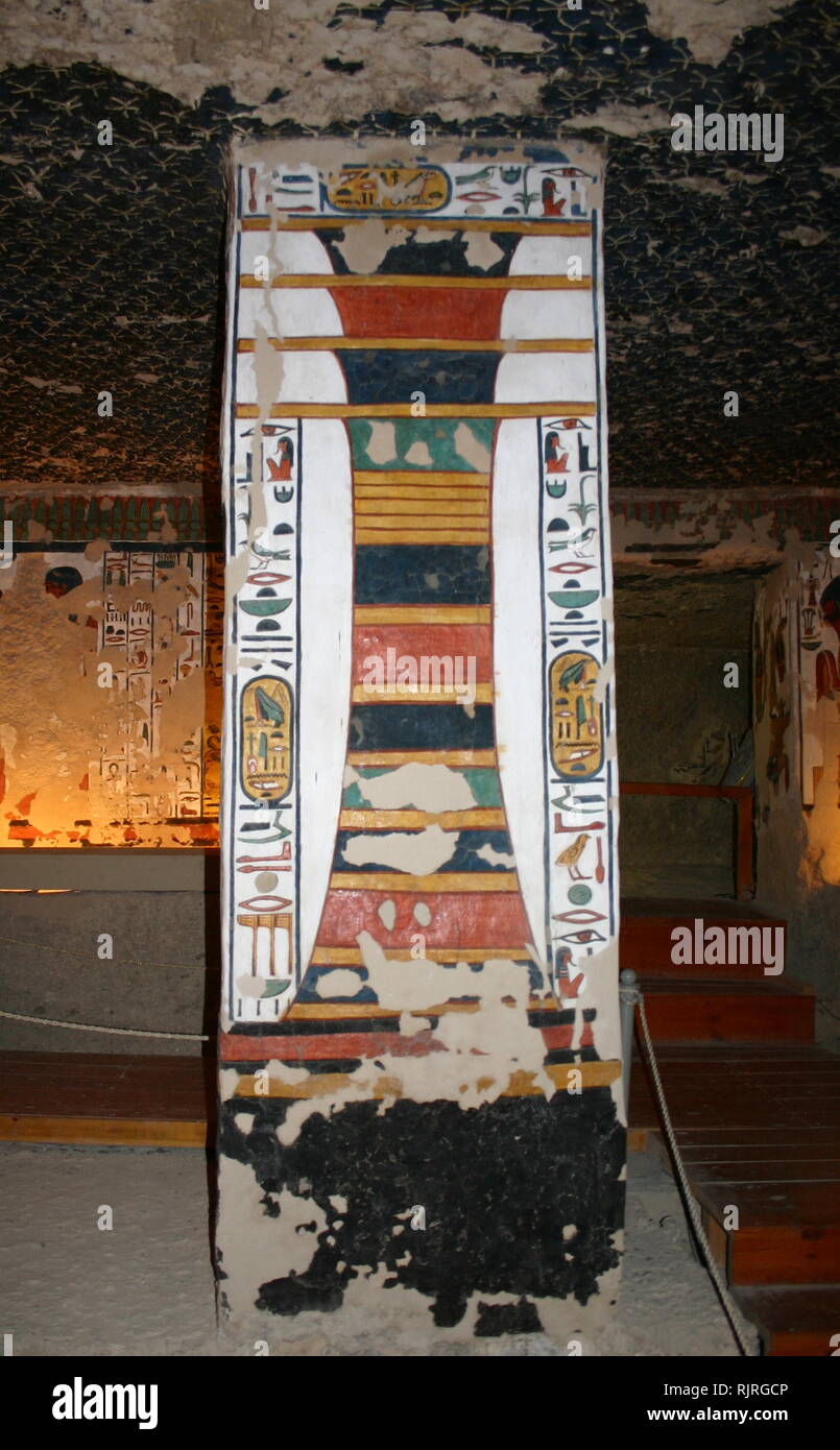 The Djed pillar a symbol in Ancient Egypt, representing stability. It is associated with the creator god Ptah and Osiris Stock Photo