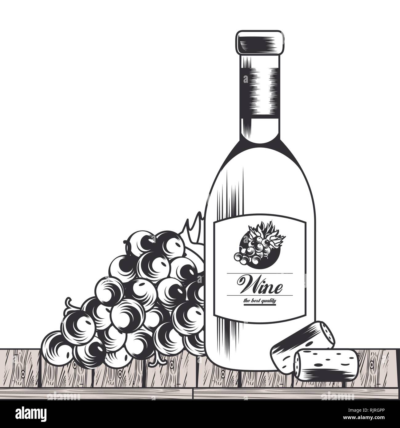 Wine black and white drawing Stock Vector Image & Art Alamy