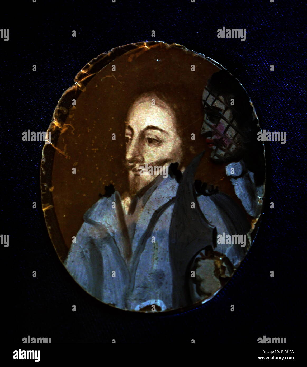 Cameo enamel painted portrait of King Charles I (1600 - 1649). monarch of the three kingdoms of England, Scotland, and Ireland from 27 March 1625 until his execution in 1649. Stock Photo