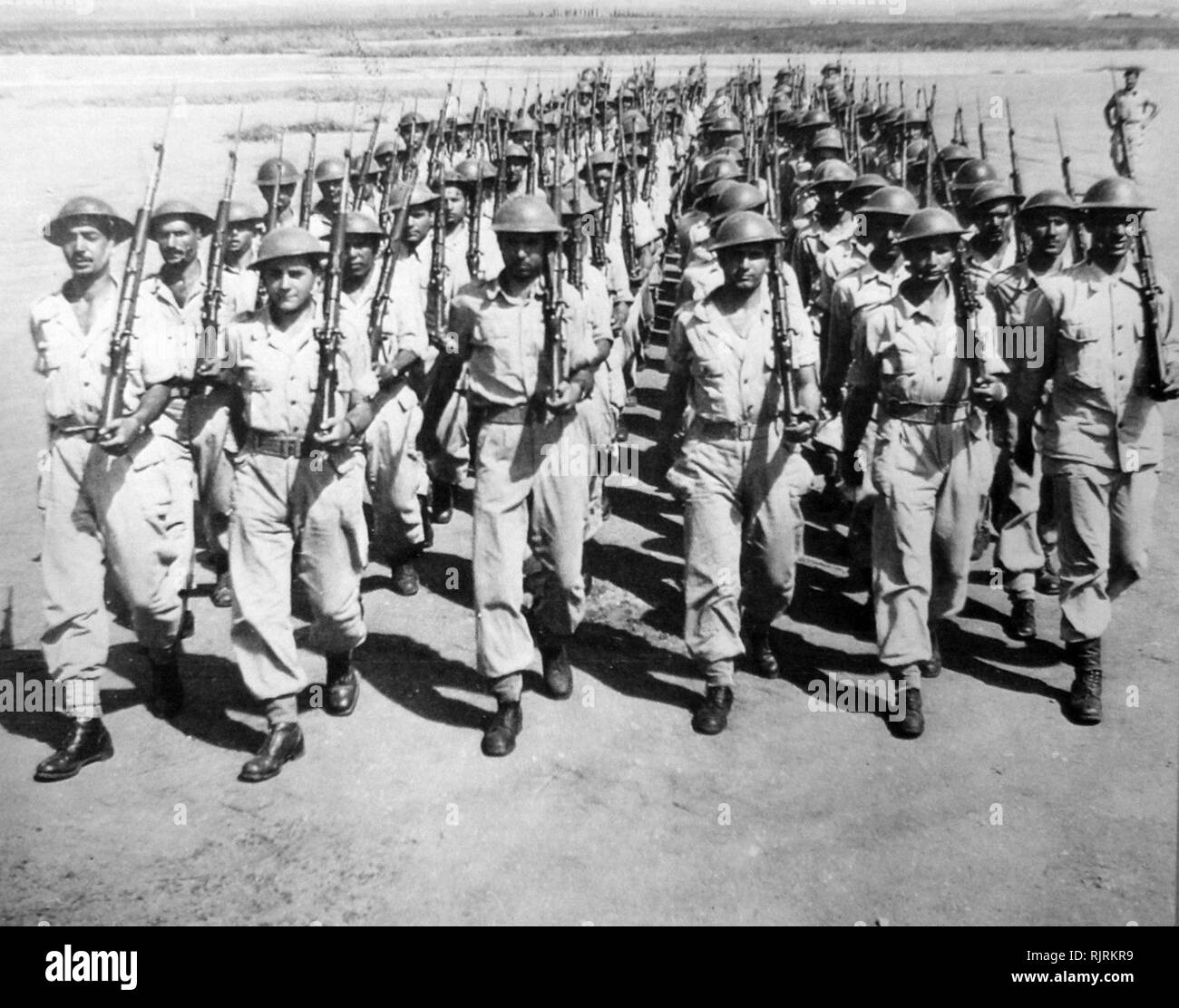 Unit of the Israel Defence forces train circa 1950 Stock Photo