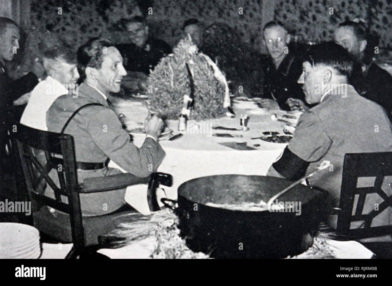 Adolf Hitler with Joseph Goebbels, Reich Minister of Propaganda. 1940 Stock Photo