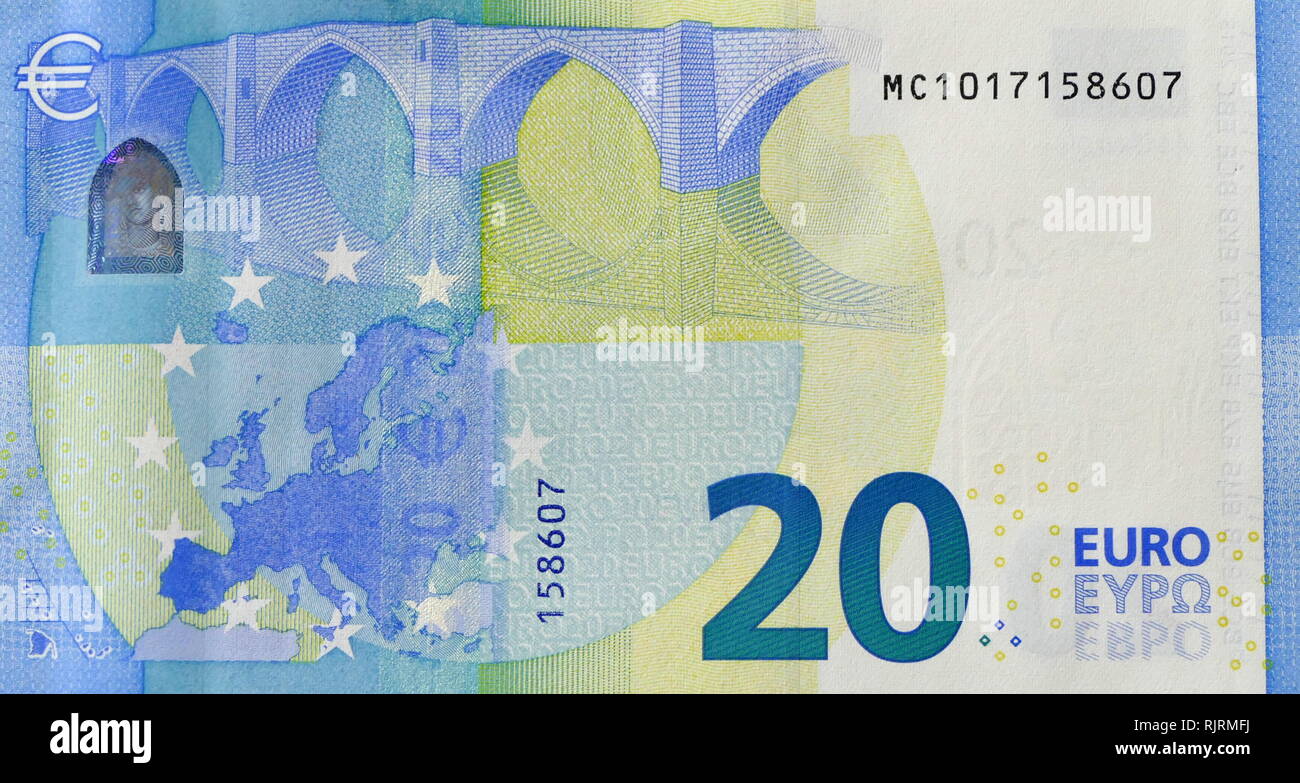 20 Euro Banknote, issued in Greece Stock Photo