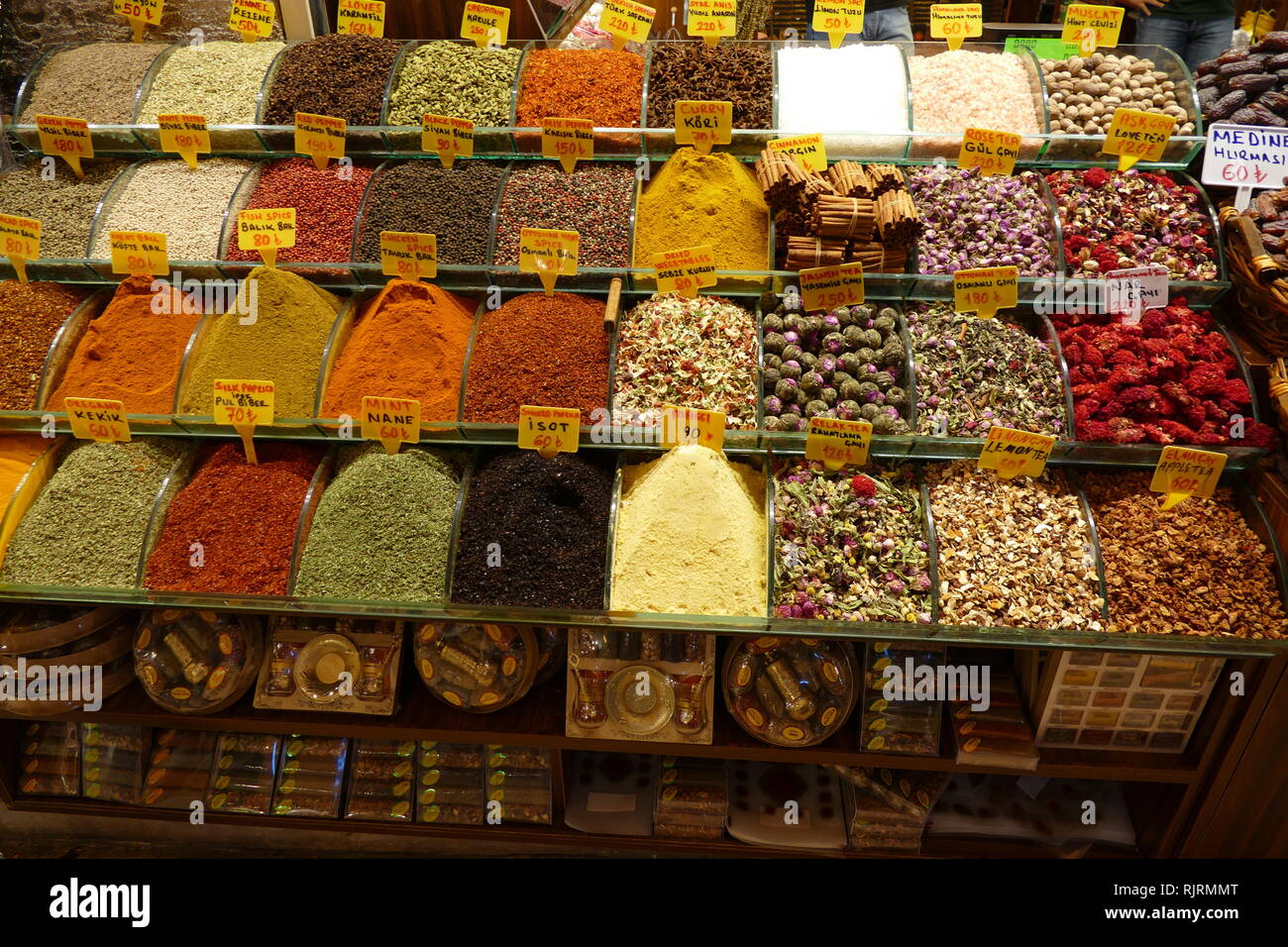 spices and teas, on sale at the Istanbul Bazaar 2018 Stock Photo