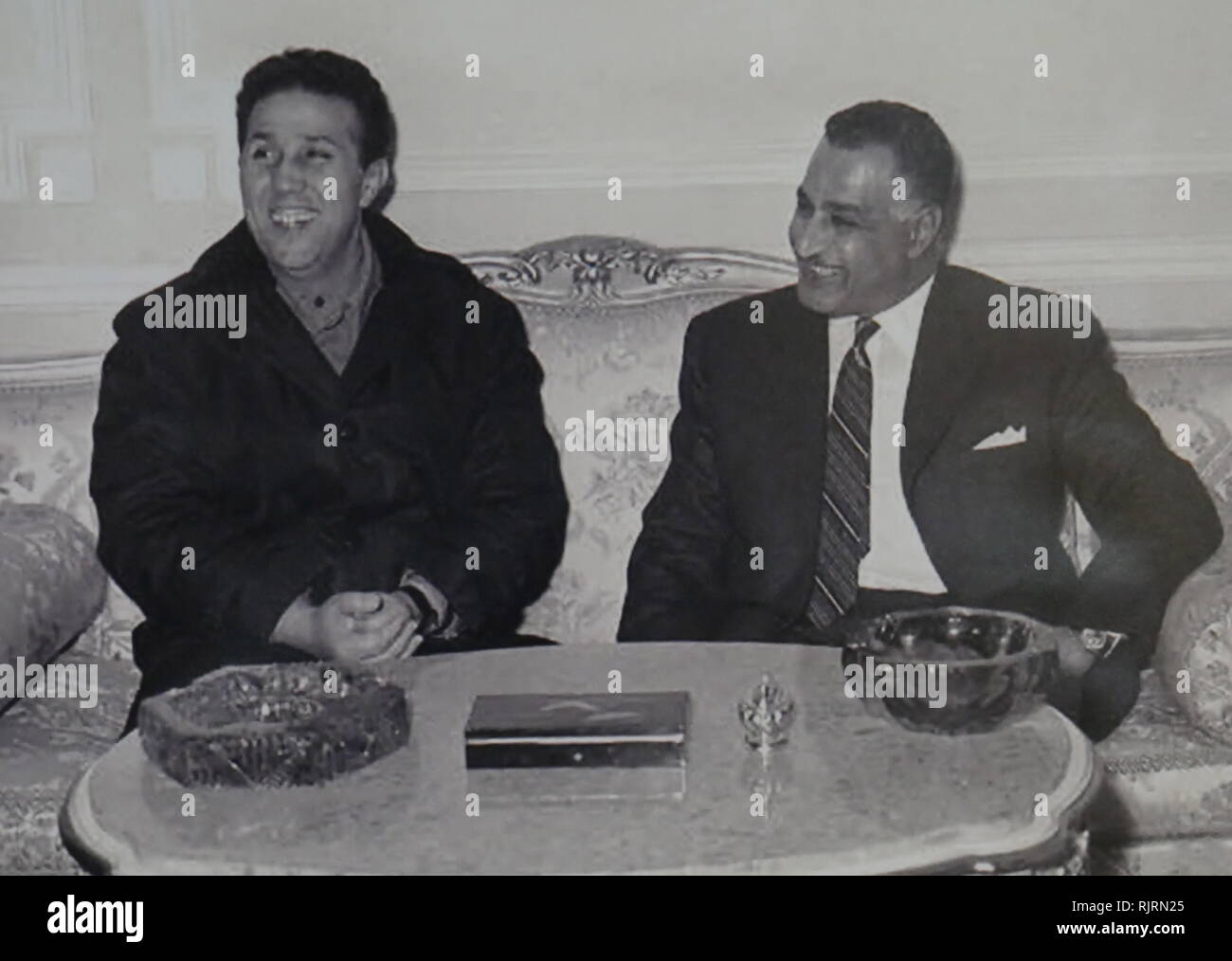 President Gamal Nasser of Egypt with Ahmed Ben Bella (1916 - 2012), President of Algeria from 1963 to 1965. Stock Photo