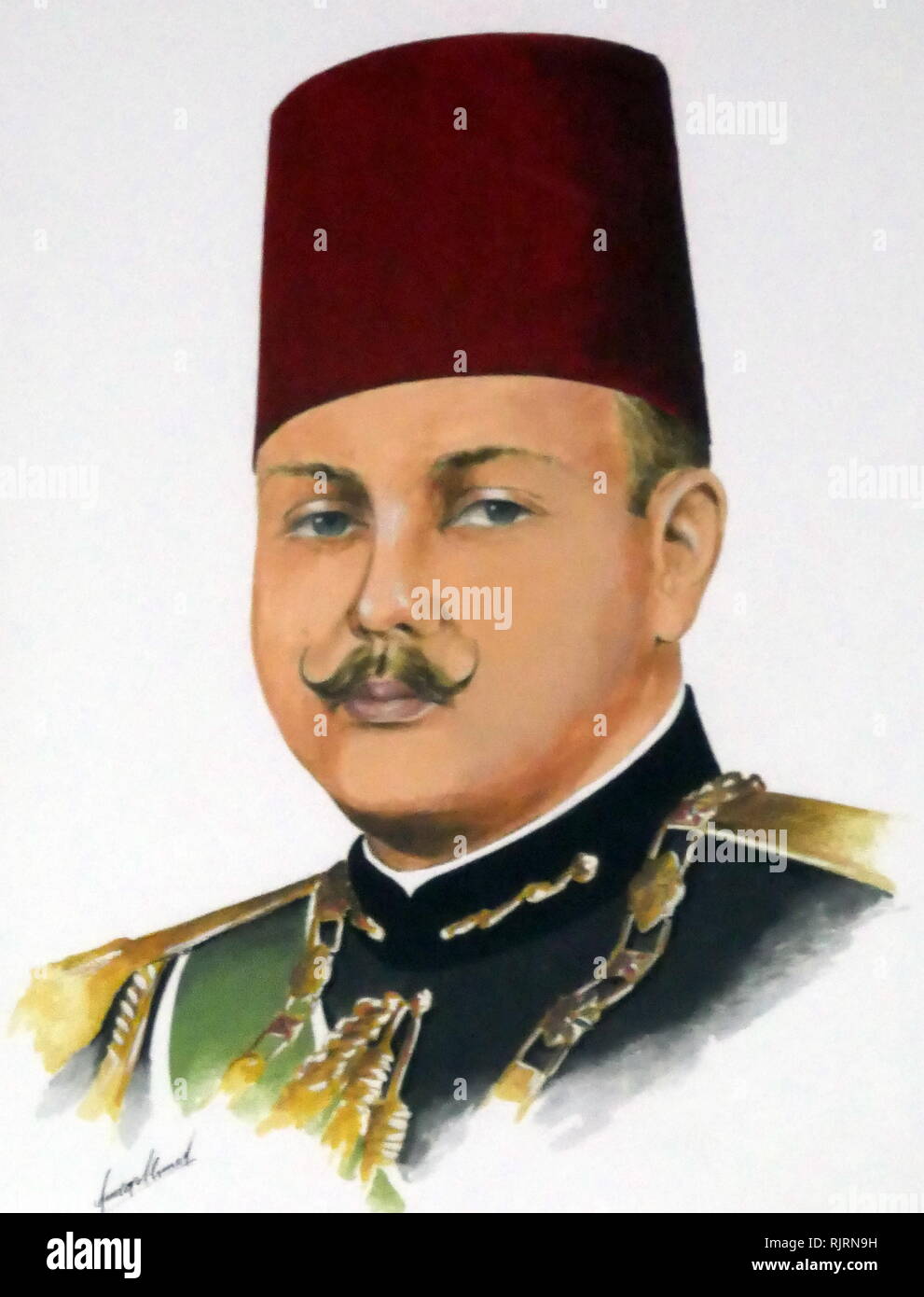 Farouk I (1920 - 1965), King of Egypt and the Sudan, succeeding his father, Fuad I, in 1936. He was overthrown in the 1952 military coup d'etat and forced to abdicate in favour of his infant son, Ahmed Fuad, who succeeded him as Fuad II. He died in exile in Italy in 1965. Stock Photo