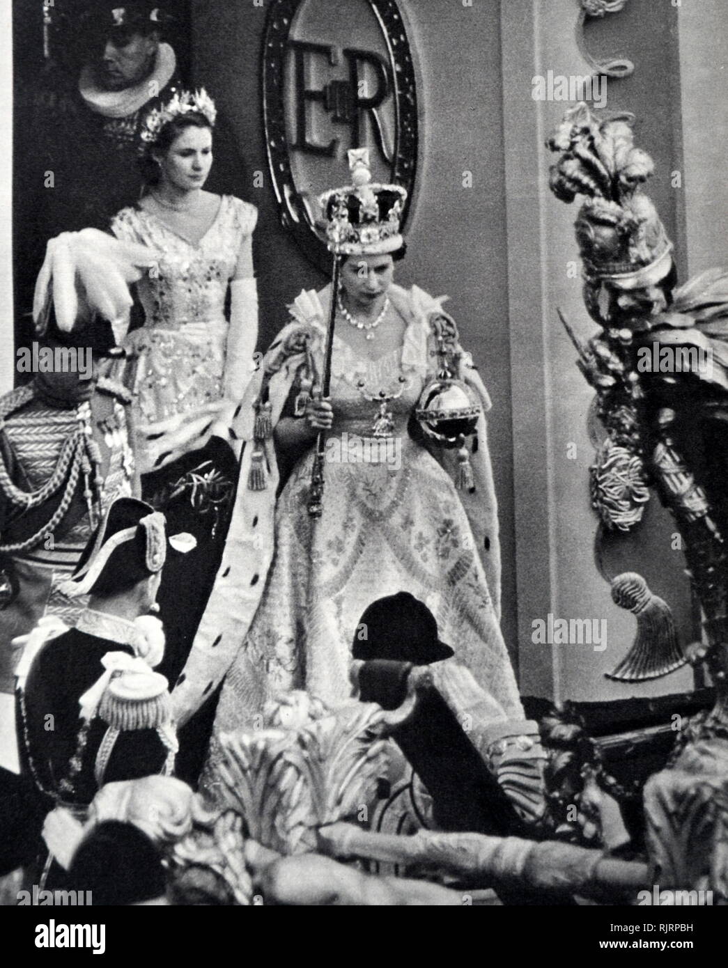 Queen Elizabeth II during her coronation. 1953&#13;&#10; Stock Photo