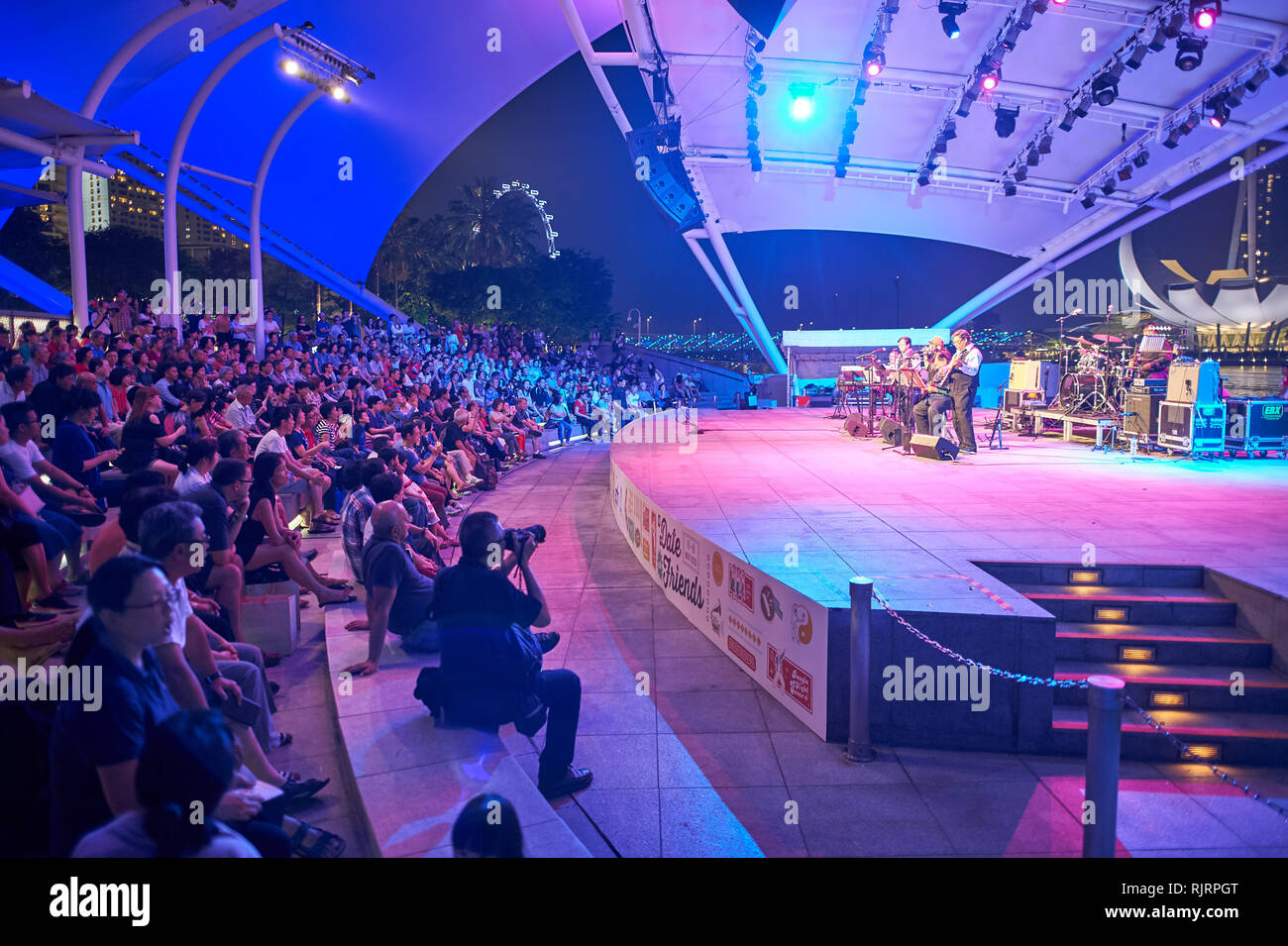 SINGAPORE - NOVEMBER 08, 2015: concert at night. Singapore, officially the Republic of Singapore, and often referred to as the Lion City, the Garden C Stock Photo