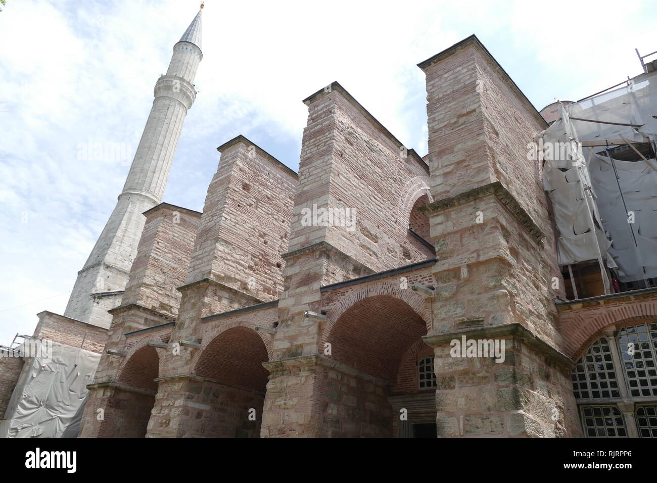 Hagia Sofia, Istanbul, Turkey. Hagia Sophia is a former Greek Orthodox, Christian church, later an Ottoman imperial mosque and now a museum. Built in 537 AD at the beginning of the Middle Ages, it was famous in particular for its massive dome. It was the world's largest building and an engineering marvel of its time. Stock Photo