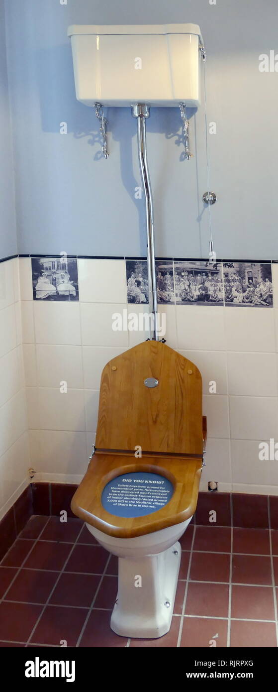 Lavatory made from porcelain and wood. English, 1920's Stock Photo Alamy
