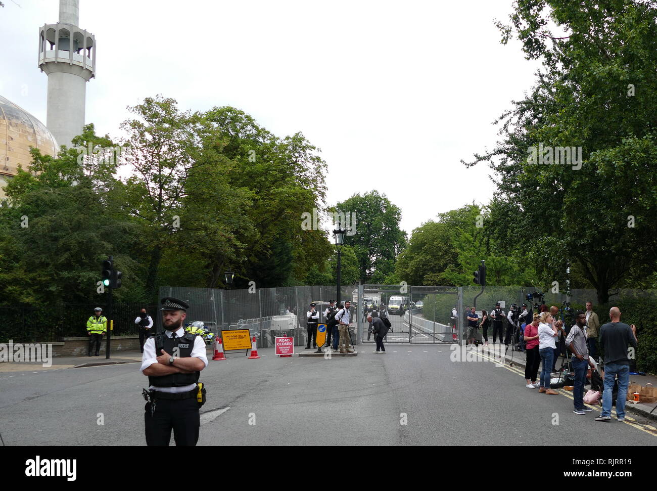 Security to Protect President Trump, around the American Ambassador's Residence in London, for the visit to the United Kingdom by President of the United States Donald Trump; July 2018. Stock Photo