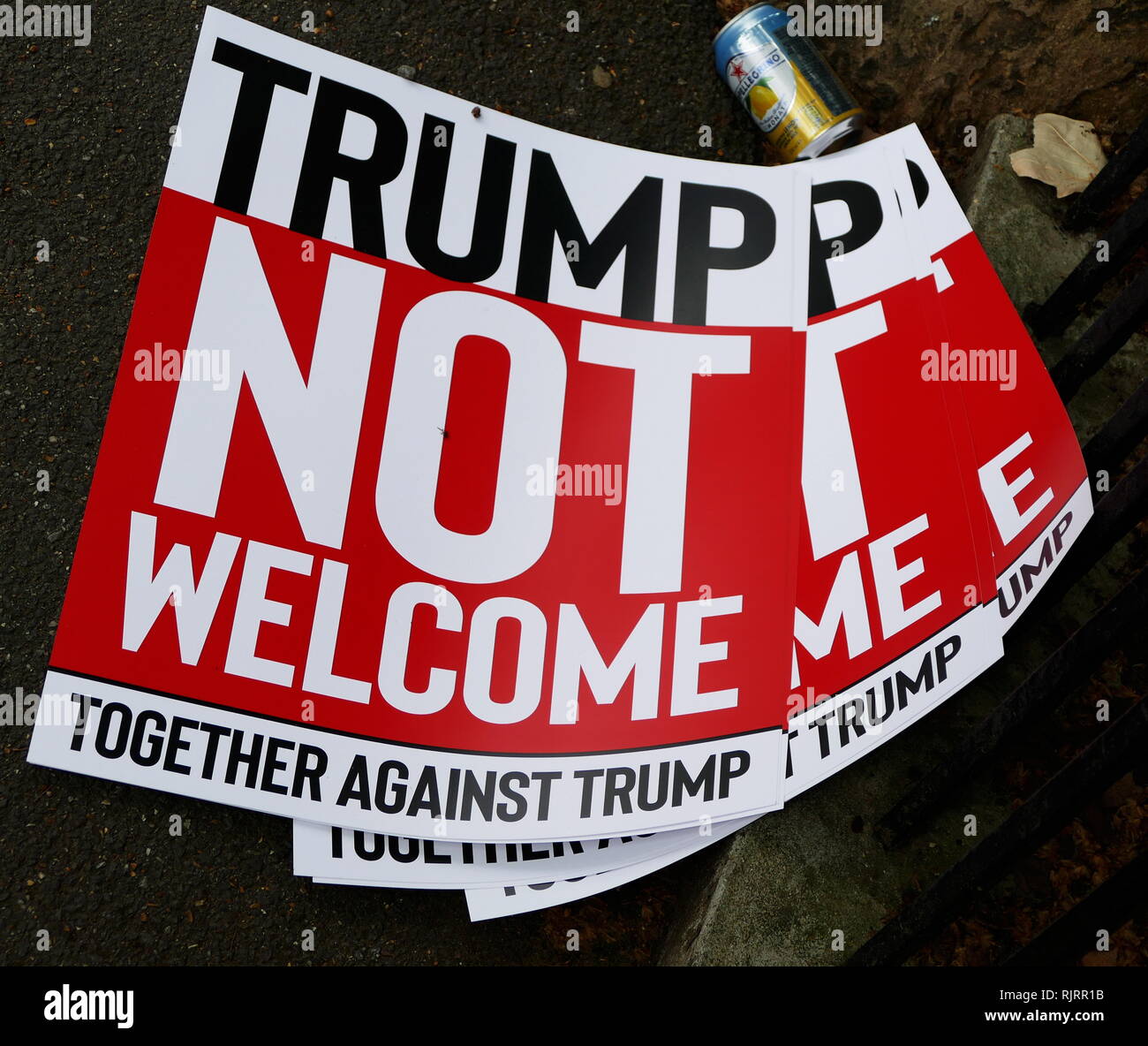 Protest Banner Near The American Ambassador S Residence In London