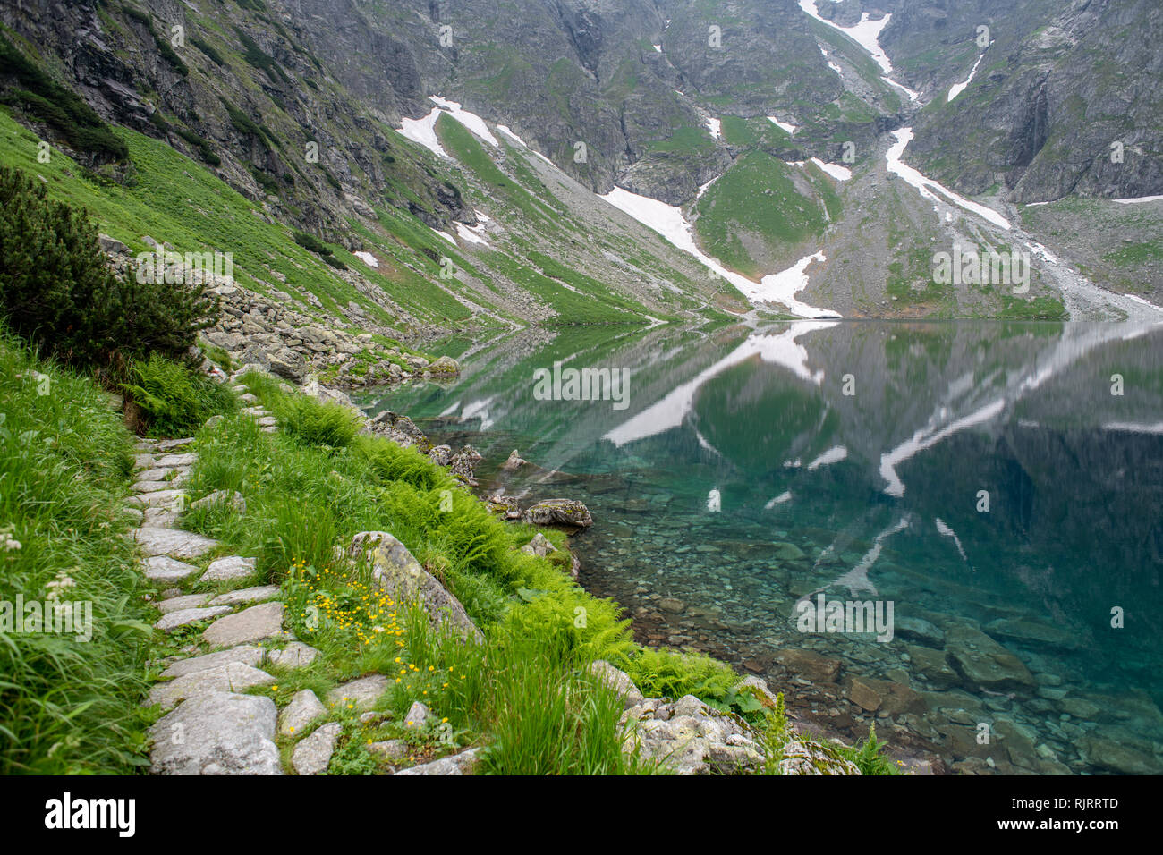 The Tatra Mountains Poland side of Mt. Rysy and Czarny Staw pod Rysami ...