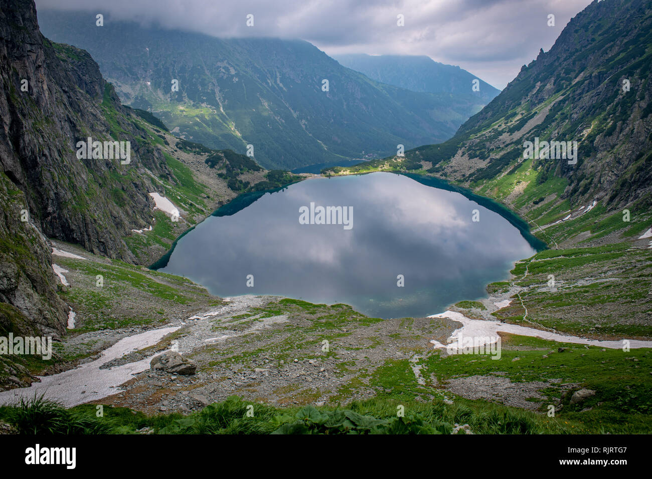 Mount Rysy Summit Czarny Staw pod Rysami (Black Lake below Mount Rysy) is a mountain lake ...