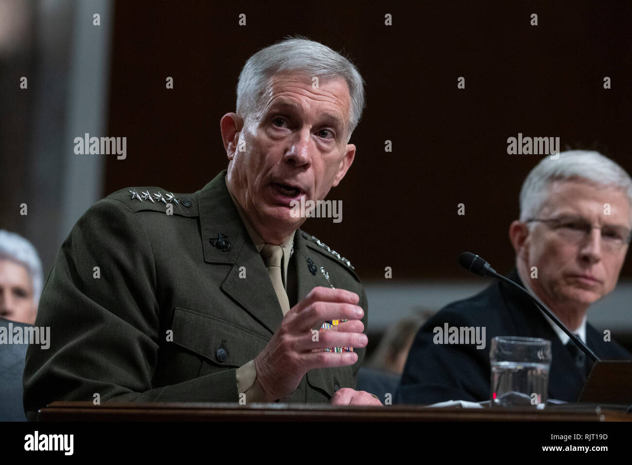General Thomas D. Waldhauser, Commander, United States Africa Command testifies before the Senate Armed Services Committee on Capitol Hill in Washington, DC on February 7, 2019. Credit: Alex Edelman/CNP /MediaPunch Stock Photo