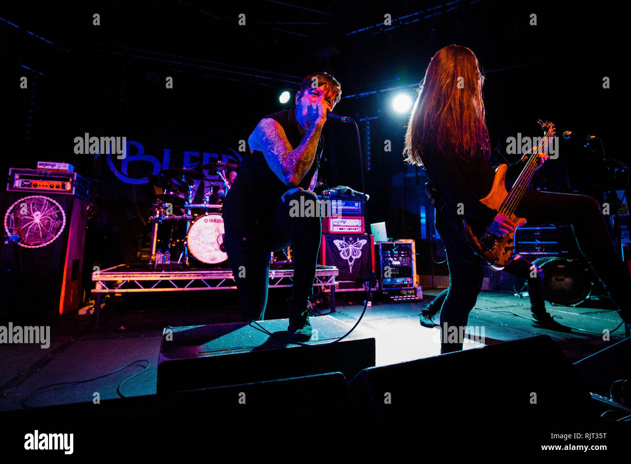 Cambridge, UK. 7th February 2019. Scottish metal band Bleed from Within support Cancer Bats at the Cambridge Junction. Richard Etteridge / Alamy Live News Stock Photo
