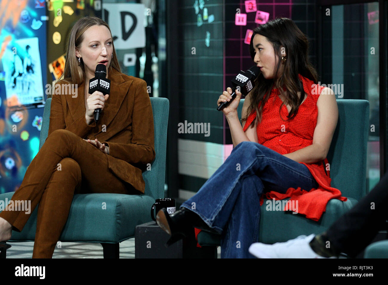 New York, USA. 07 Feb, 2019. Anna Konkle, Maya Erskine visits The Thursday, Feb 7, 2019 BUILD Series Inside Candids discussing 'Pen15' at BUILD Studio in New York, USA. Credit: Steve Mack/S.D. Mack Pictures/Alamy Live News Stock Photo
