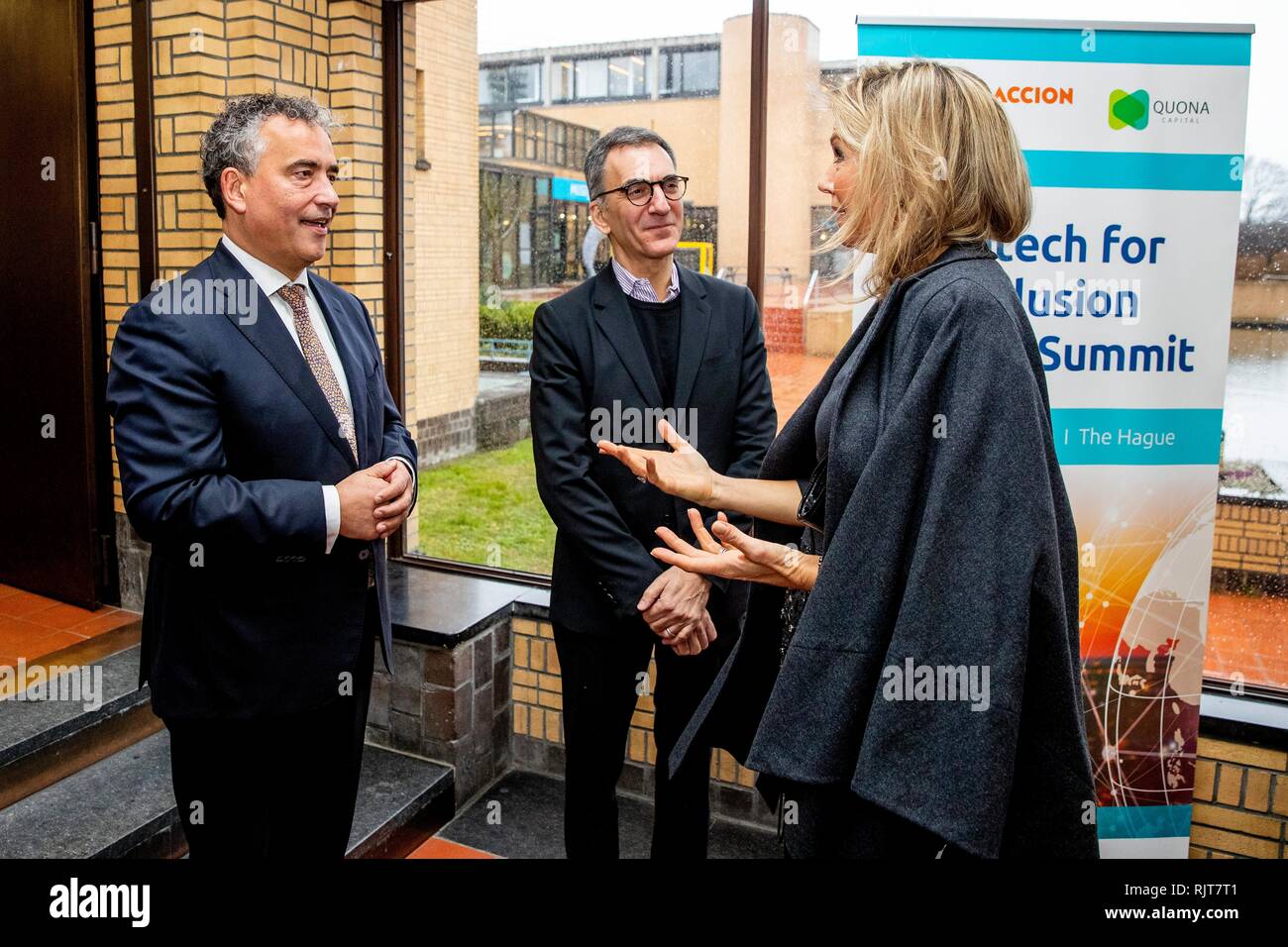 The Hague, Netherlands. 08th Feb, 2019. Queen Maxima of The Netherlands attend the Fintech for Inclusion Summit 2019 in the Gemeentemuseum The Hague, 8 February 2019. Credit: Patrick van Katwijk/ |/dpa/Alamy Live News Stock Photo