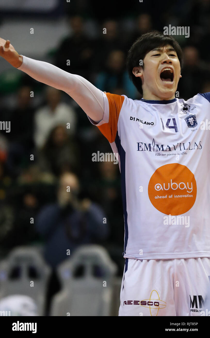Yuki Ishikawa of Siena during the Italian Men's Volleyball League Serie