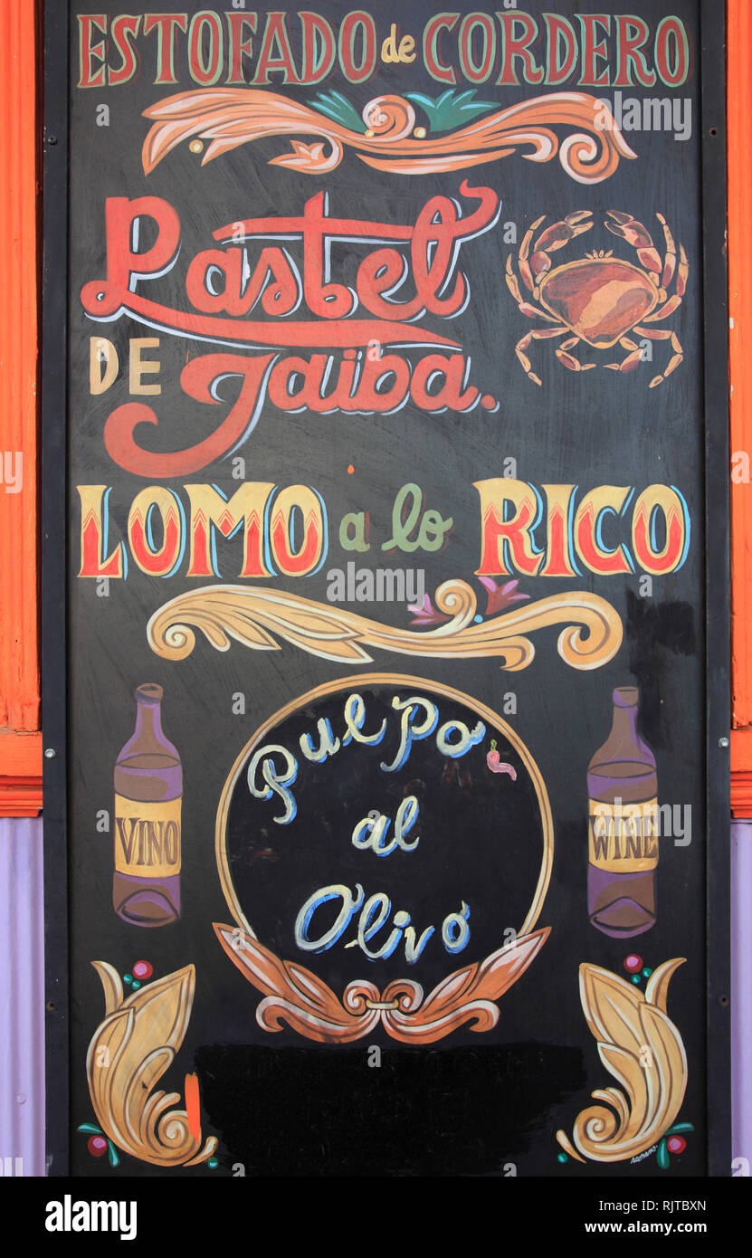 Chile, Valparaiso, restaurant, sign Stock Photo Alamy