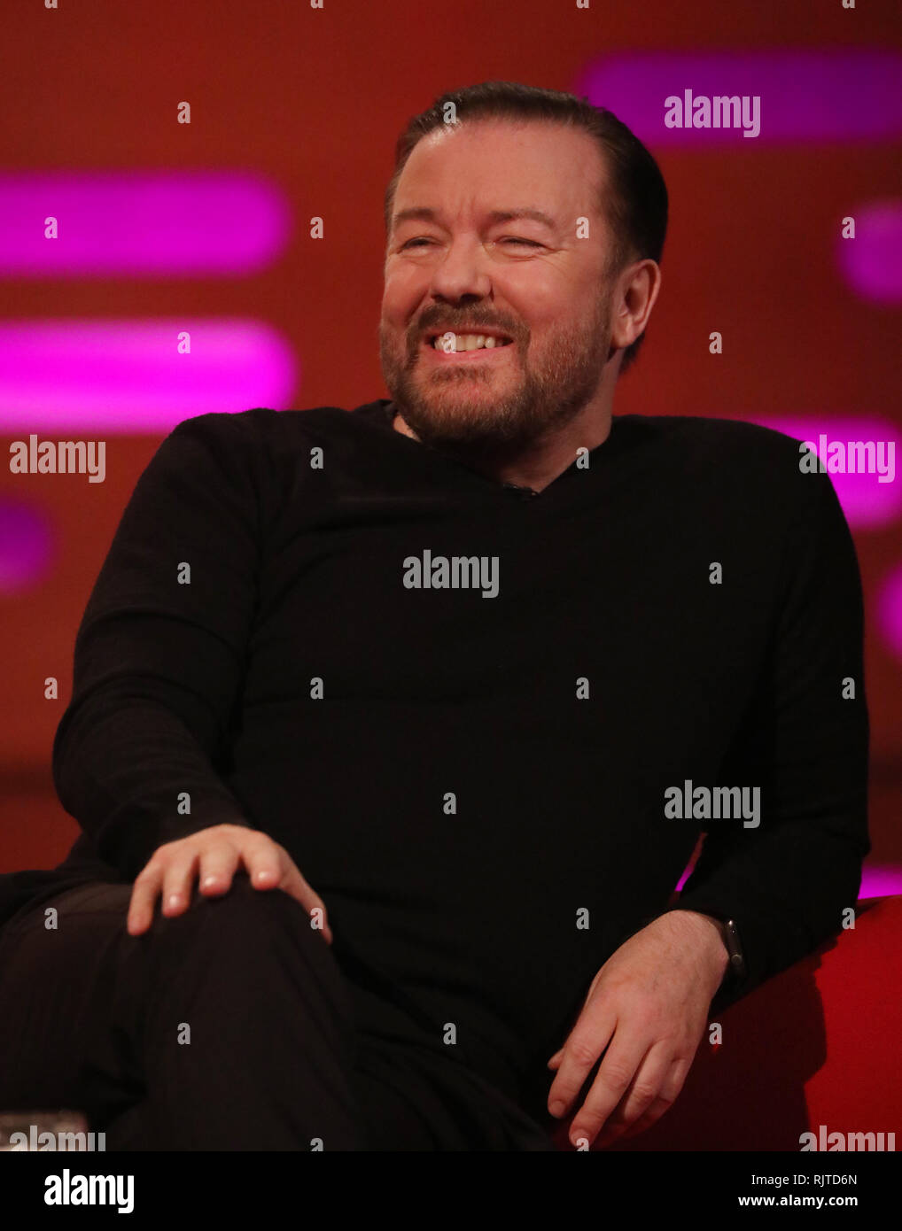 Ricky Gervais during filming for the Graham Norton Show at BBC
