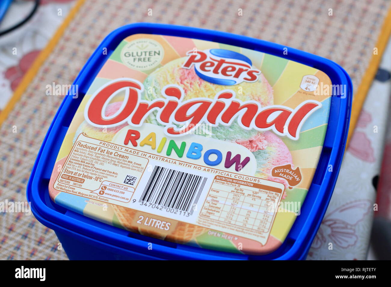 Peters Original Rainbow multi coloured Ice cream Stock Photo