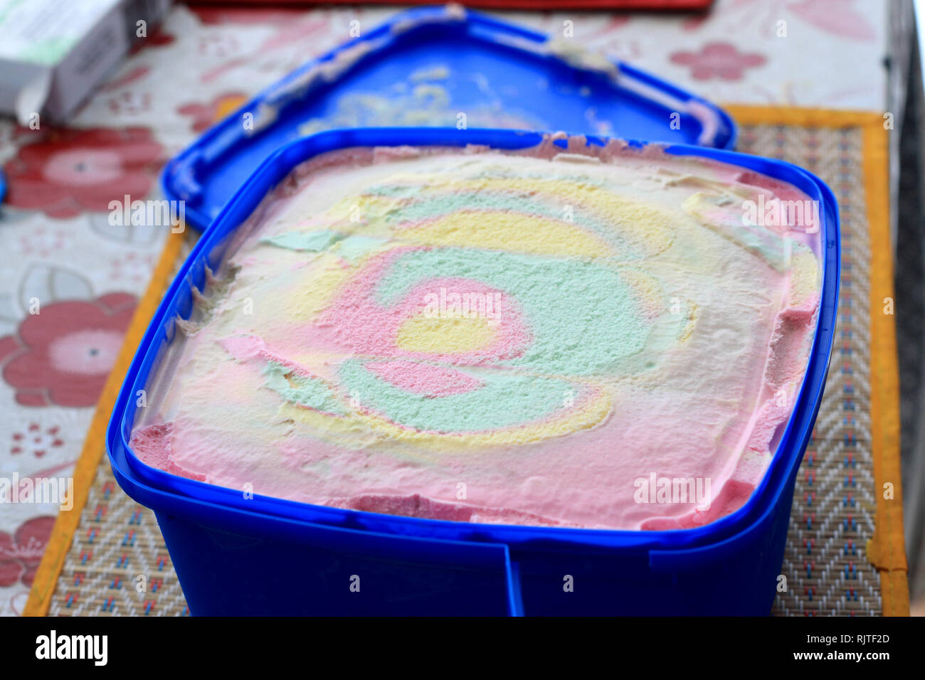 Rainbow multi coloured Ice cream Stock Photo