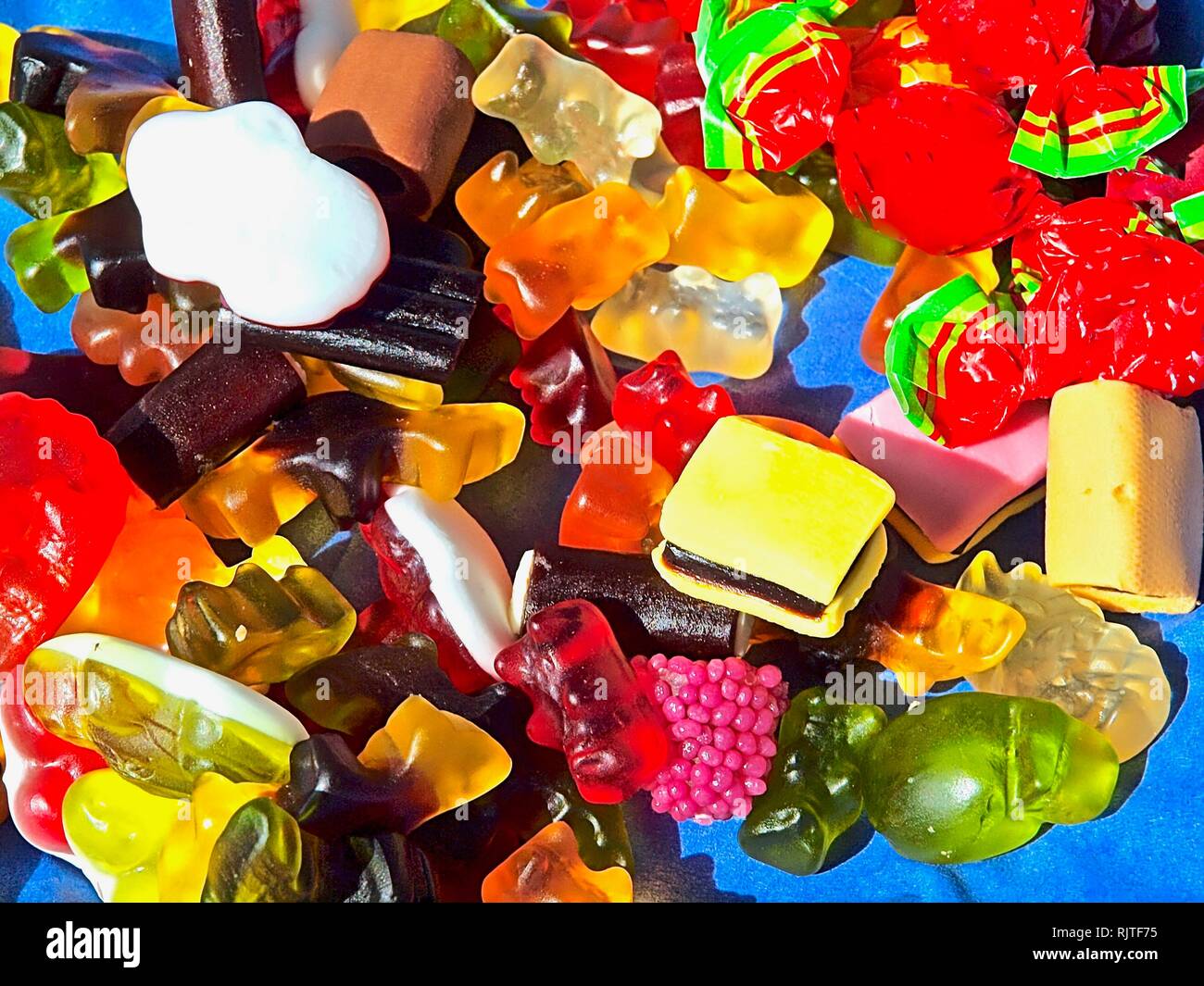 Mix of colorful licorice and wine gums Stock Photo Alamy