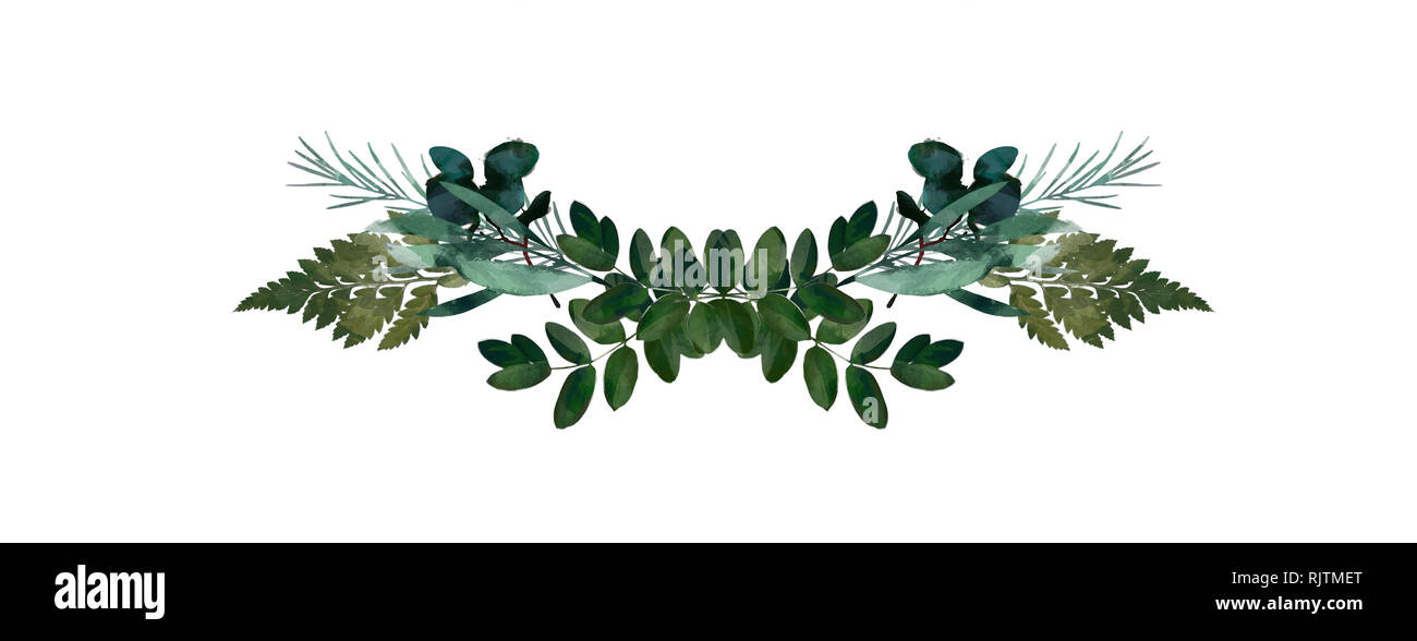 Watercolor Modern Decorative Element Eucalyptus Round Green Leaf