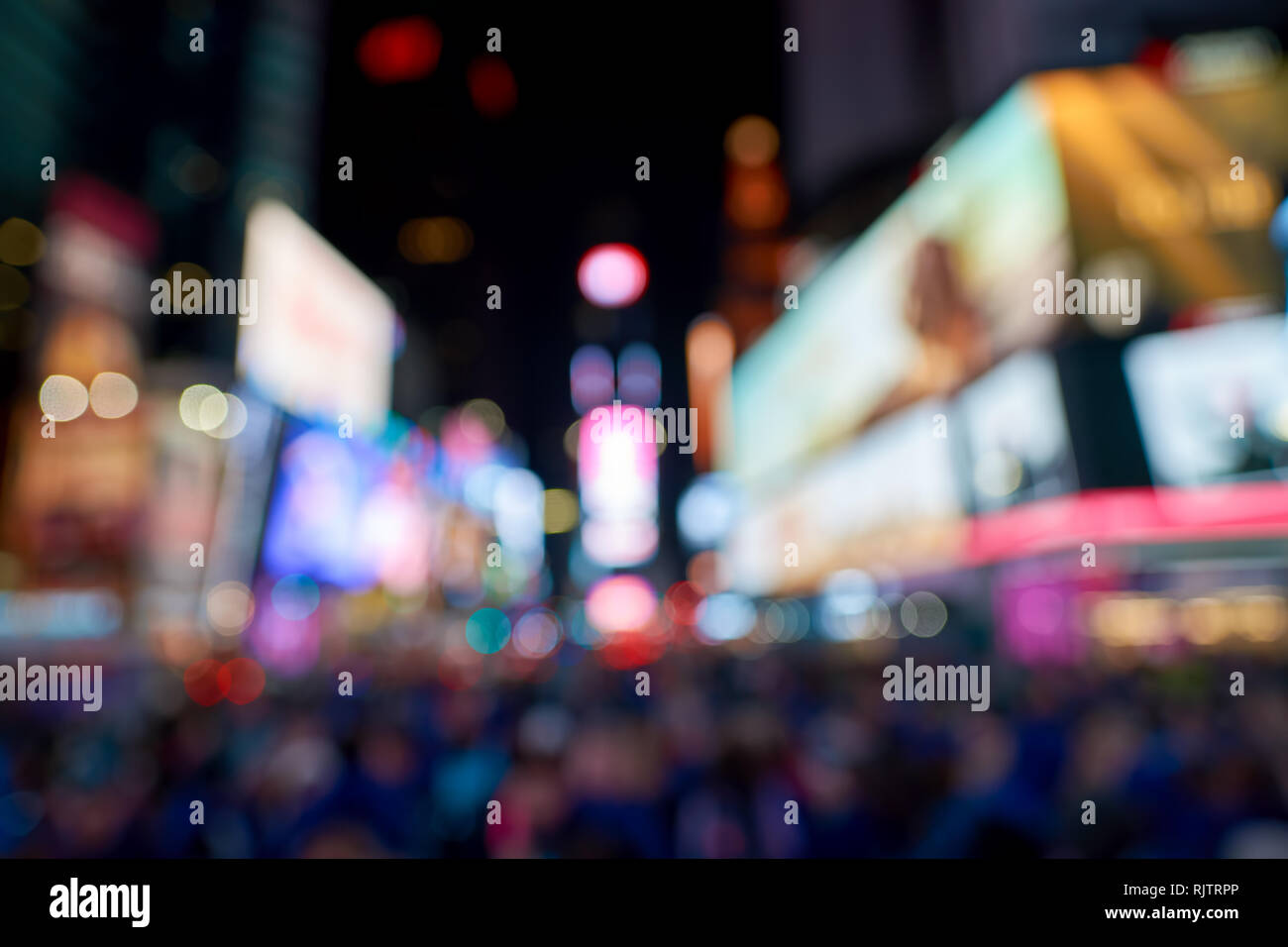 Defocused photo of Times Square in New York City at night Stock Photo ...