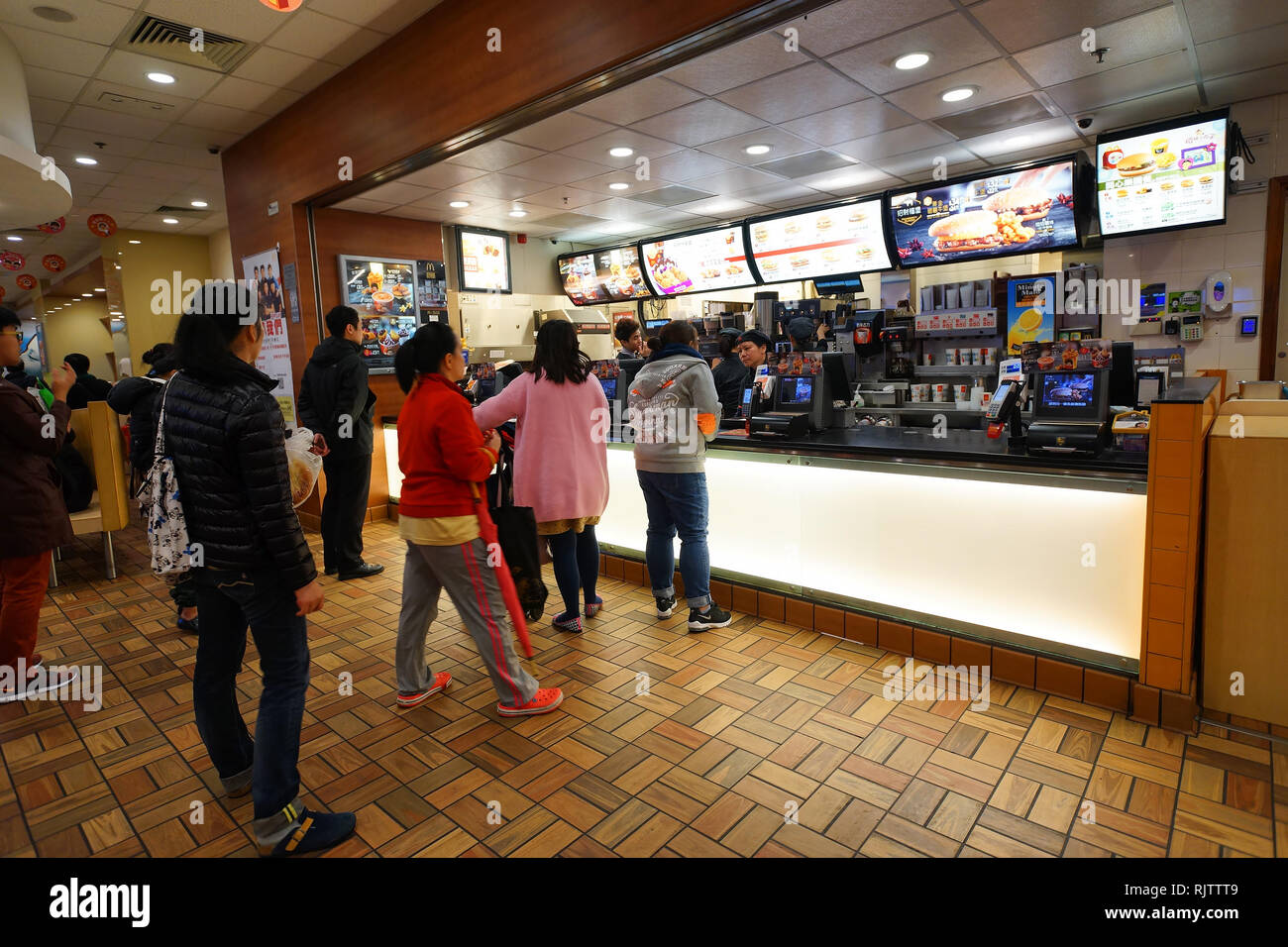 HONG KONG - JANUARY 27, 2016: interior of McDonald's restaurant ...