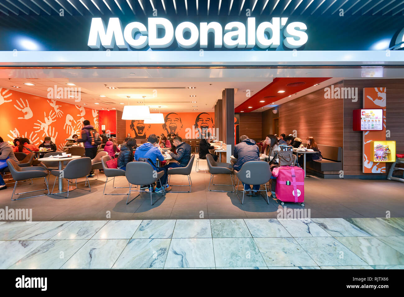MACAO - FEBRUARY 17, 2016: interior of McDonald's restaurant. McDonald ...
