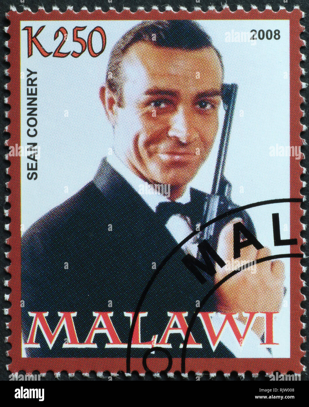 Sean Connery as James Bond on postage stamp Stock Photo